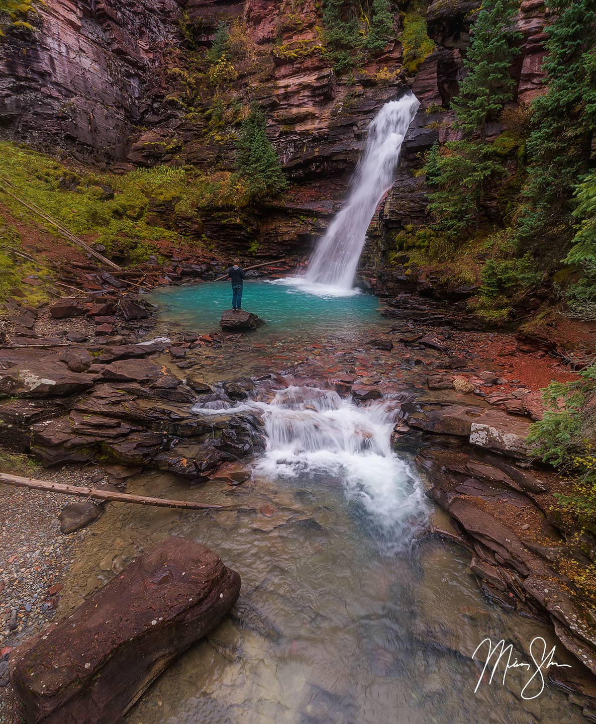 South Mineral Creek Falls Aerial Selfie - Silverton, Colorado