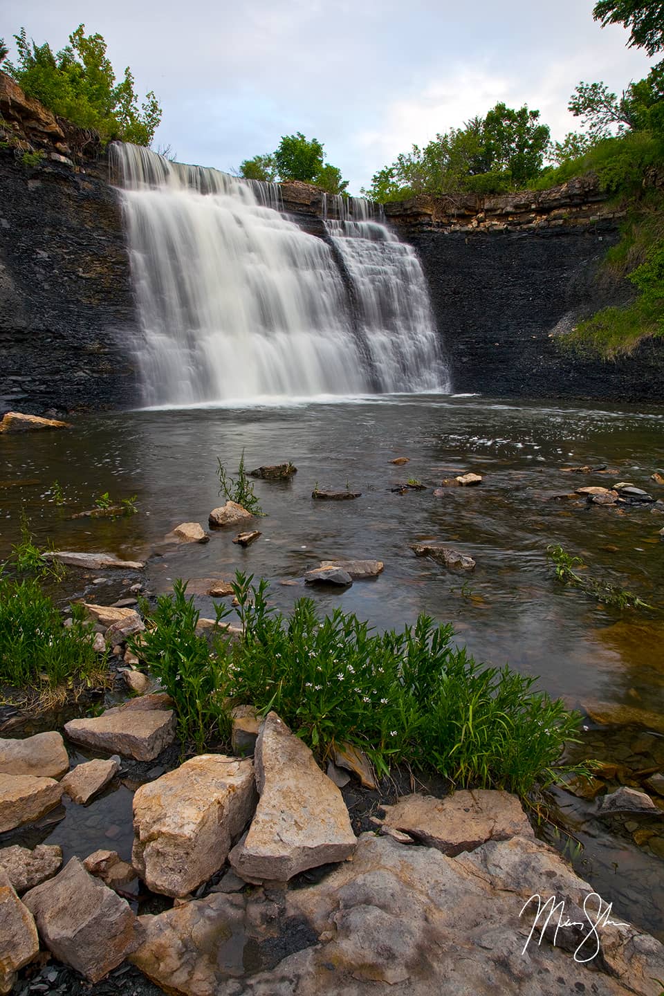 Spring at Bourbon Falls - Bourbon Falls, Bourbon State Fishing Lake, Kansas