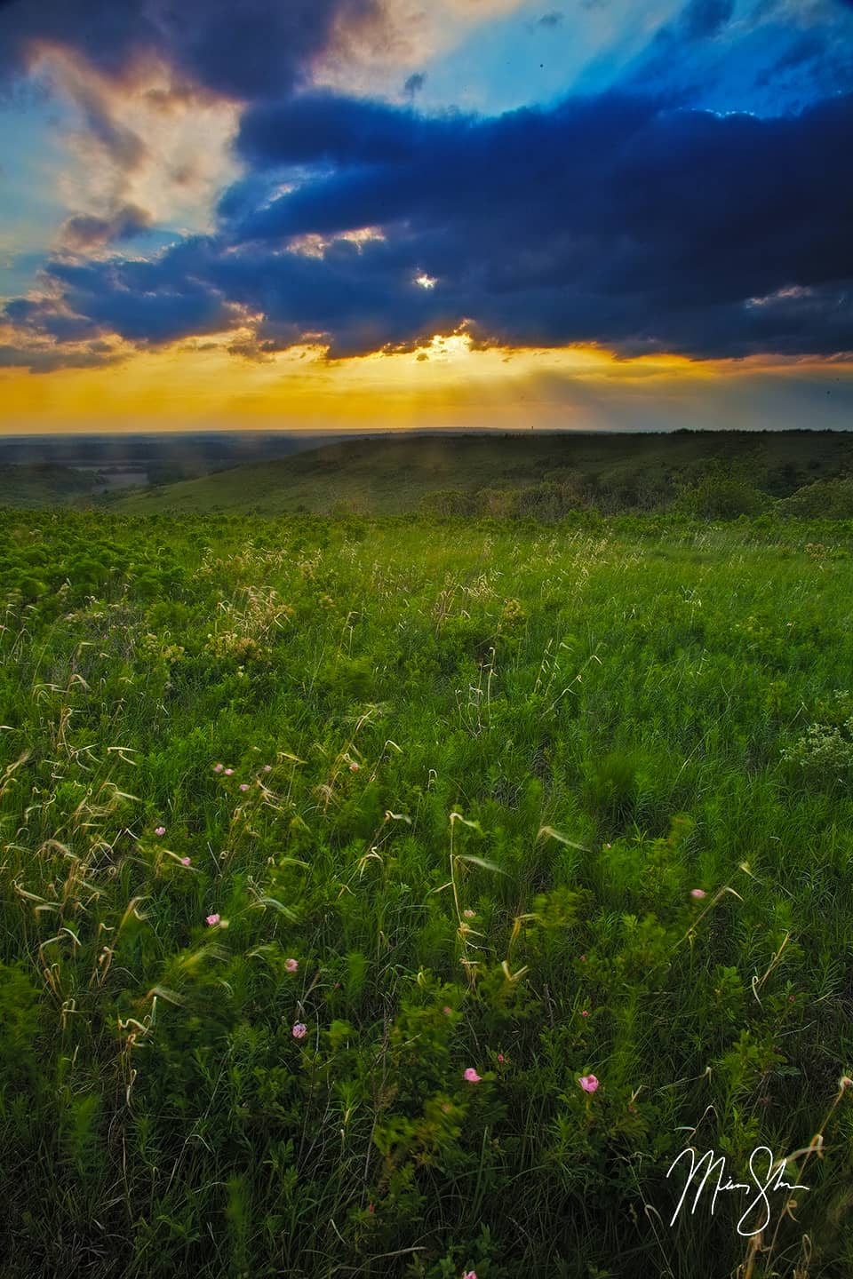 Spring Sunset On The Konza Prairie - Konza Prairie, Manhattan, Kansas