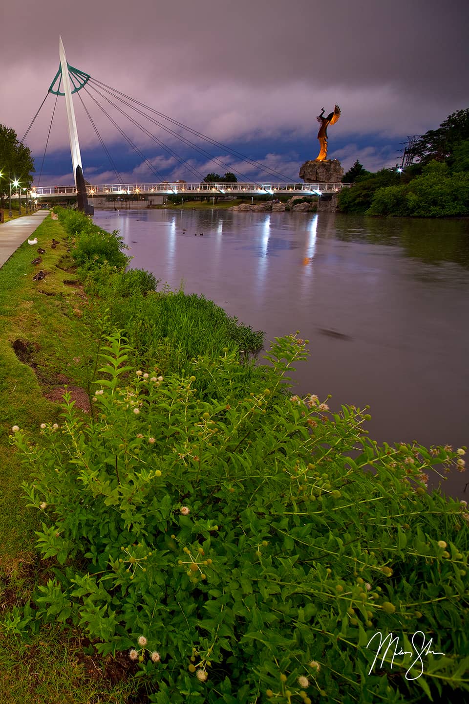 Storms at the Keeper of the Plains - Keeper of the Plains, Wichita, Kansas