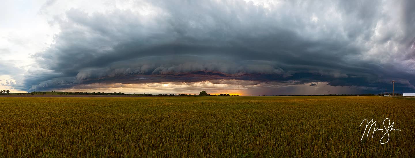 Stormy Kansas Sunset Panorama - Near Minneapolis, Kansas