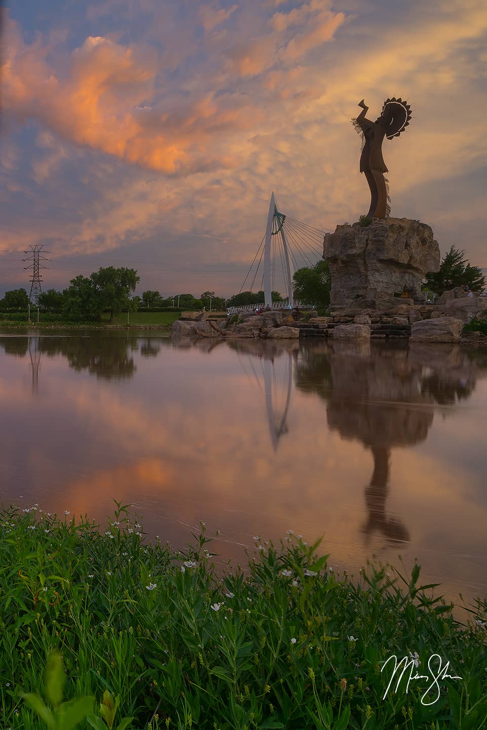 Summer Reflection at the Keeper of the Plains - The Keeper of the Plains, Wichita, Kansas