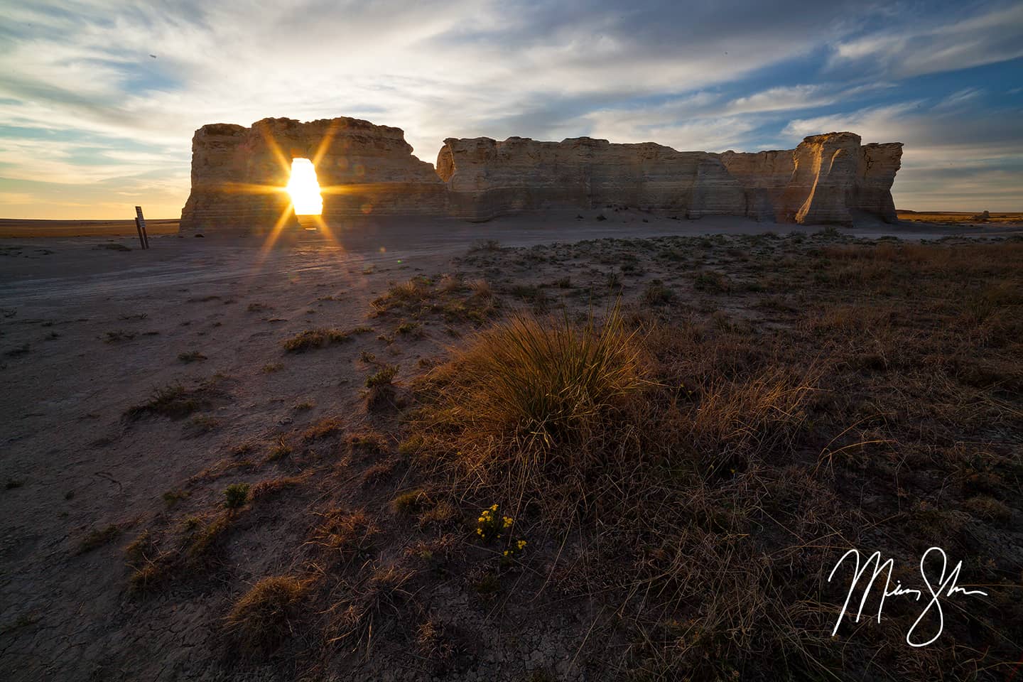 Sunburst Sunset at Monument Rocks - Monument Rocks, Kansas