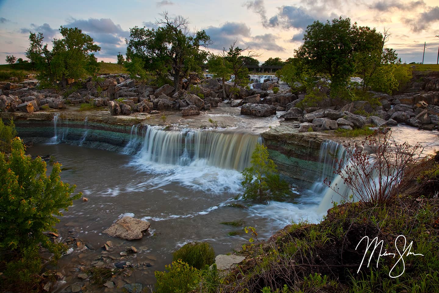 Sunset at Lake Kahola Falls - Lake Kahola, Kansas