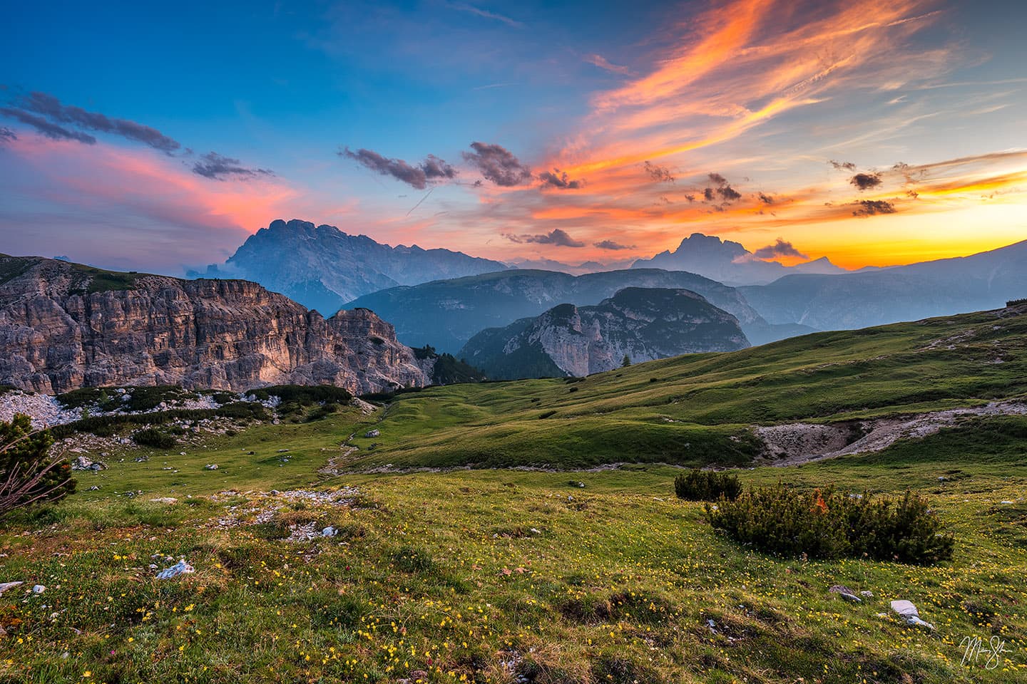 Sunset over the Dolomites - Tre Cime di Laverado, Dolomites, Italy