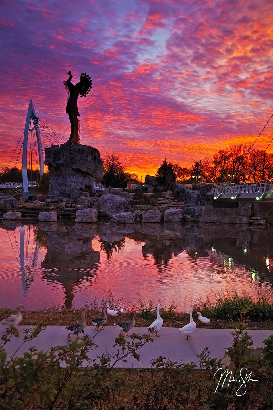 Geese at the Keeper of the Plains - Wichita, Kansas