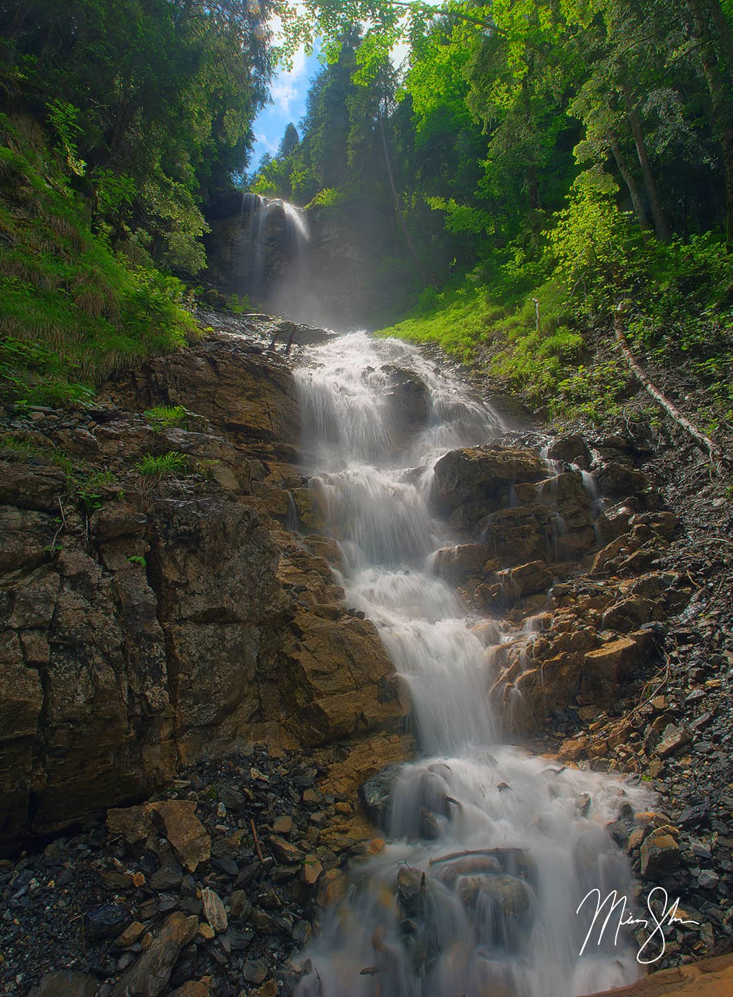 Swiss Waterfalls - Kleiner Rufibach, Near Gimmelwald, Bernese Alps, Switzerland