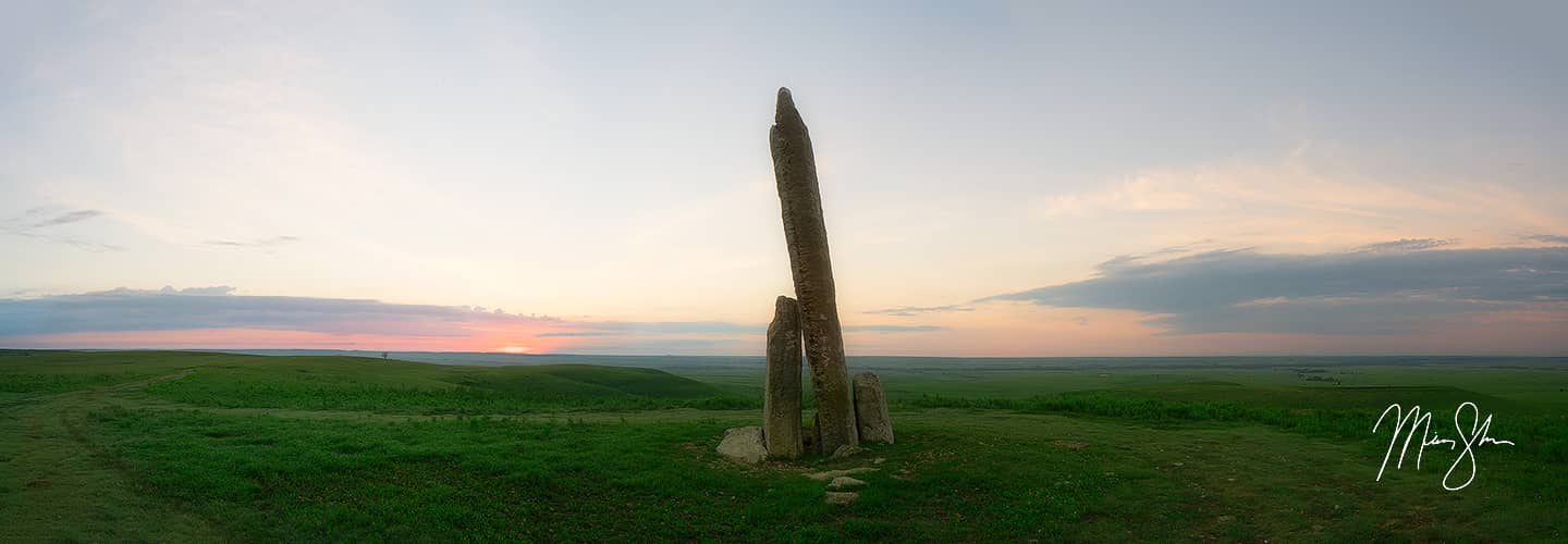 Teter Rock Sunrise Panorama - The Flint Hills, Kansas