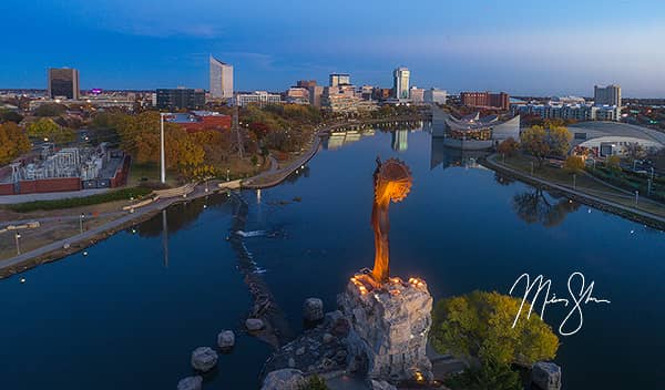 Aerial Autumn Sunset Over Wichita