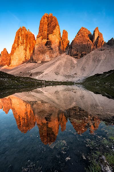 Alpenglow Reflection of Tre Cime di Lavaredo