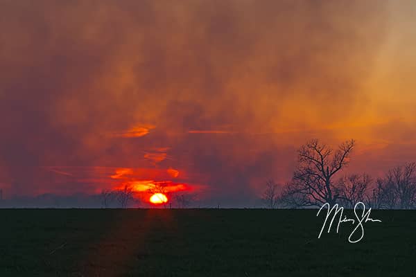 Burning Flint Hills Sunset