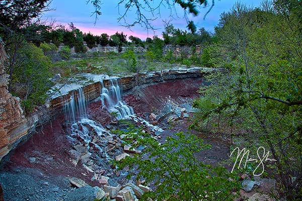 Cowley Lake Waterfall Sunset