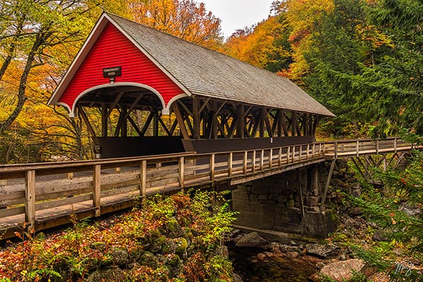 The Flume Covered Bridge in Autumn
