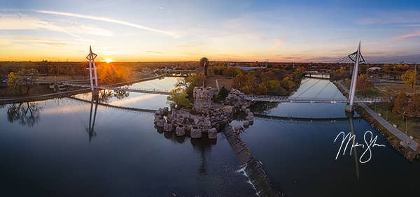 Keeper of the Plains Aerial Autumn Sunset