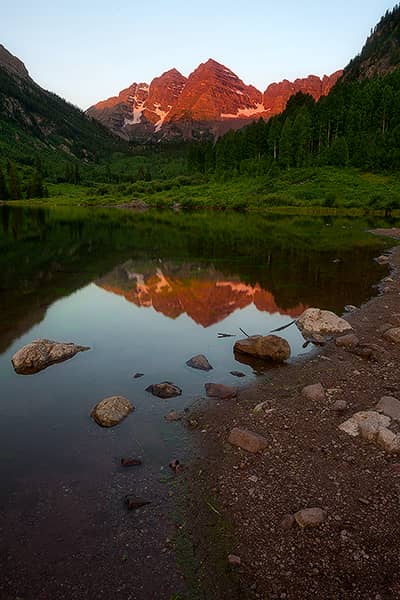 Maroon Bells Summer Sunrise Reflection