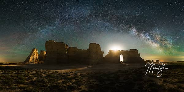 Monument Rocks Milky Way Panorama