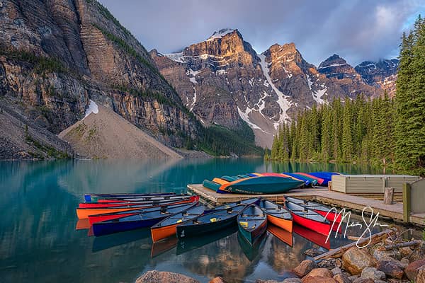 Moraine Lake Sunrise at the Canoe Dock