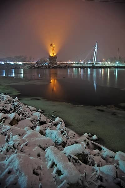 Snowy Scene at the Keeper of the Plains