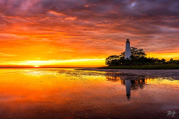 St. Marks Lighthouse Sunset Afterglow