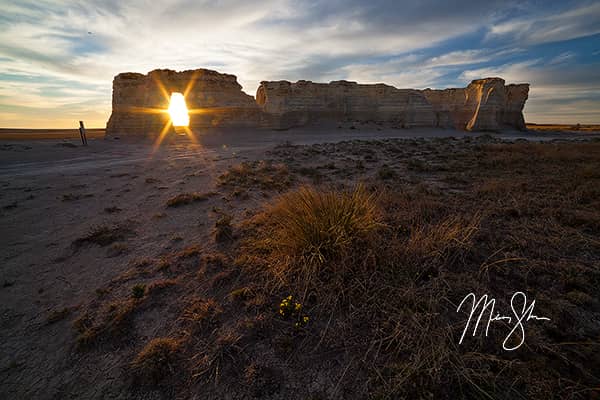 Sunburst Sunset at Monument Rocks