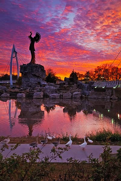 Geese at the Keeper of the Plains