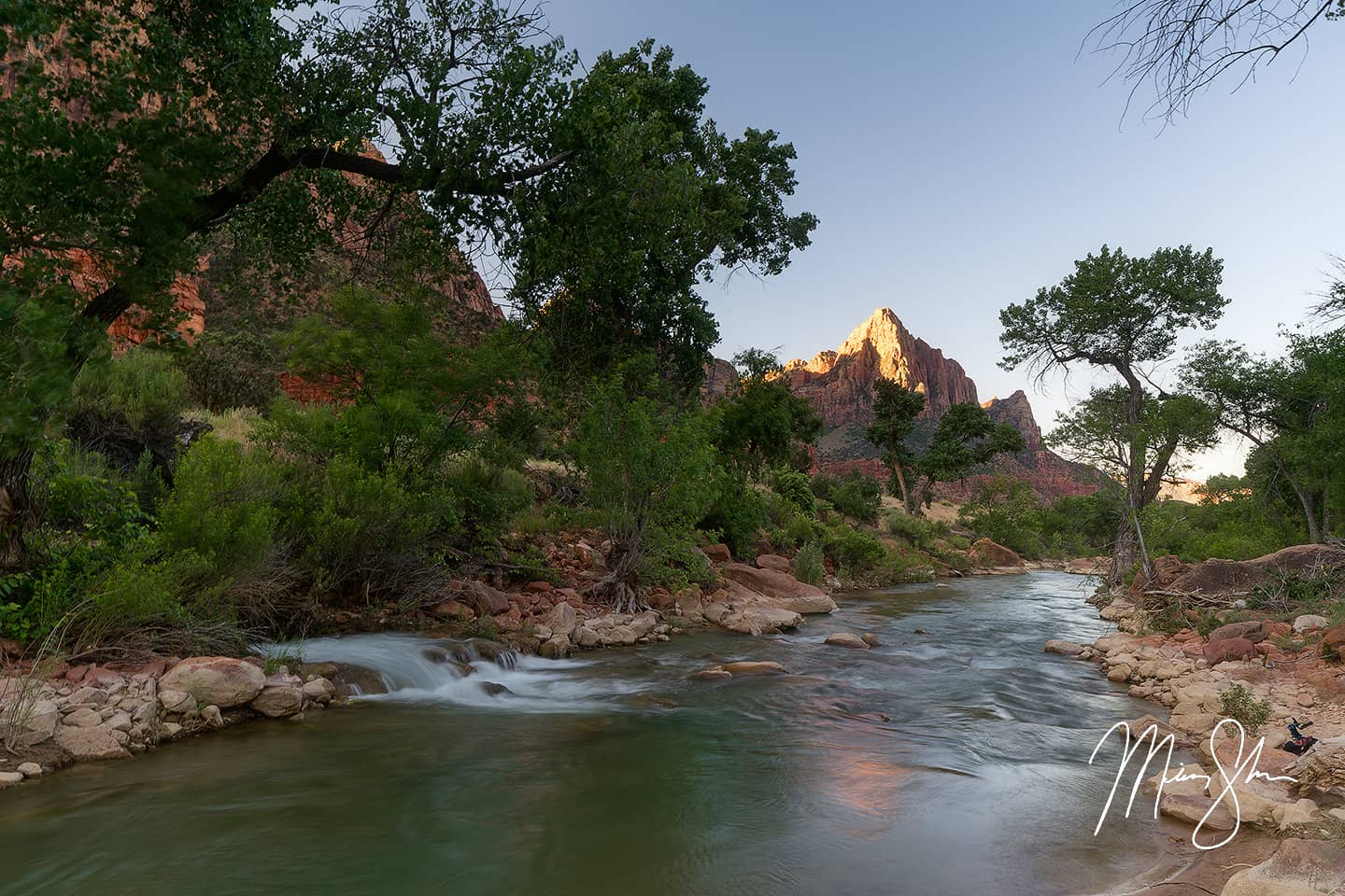 Waterfall at the Watchman - Zion National Park, Utah