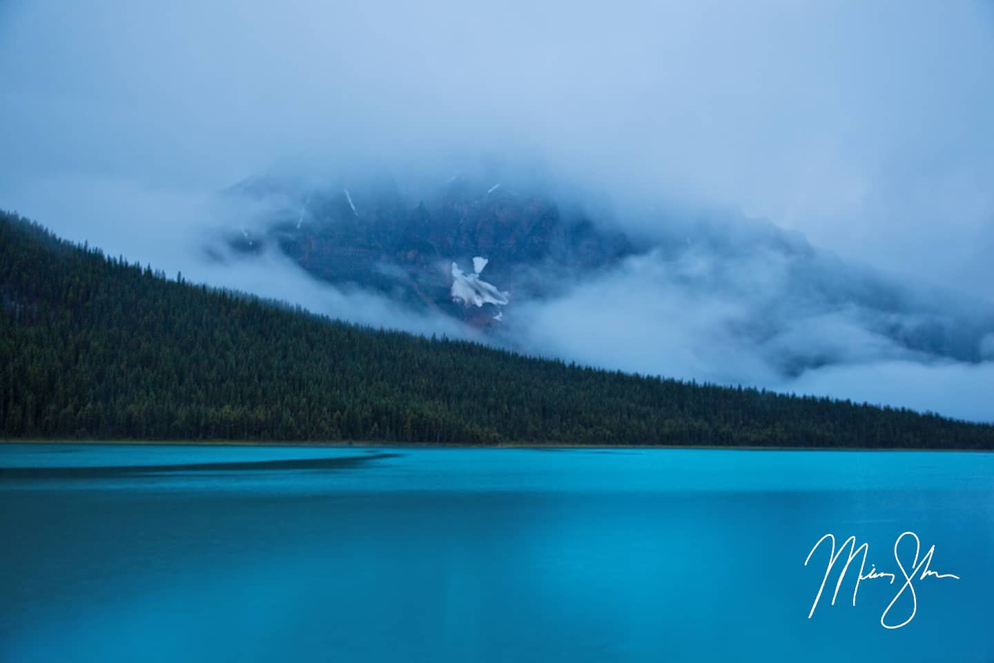 Waterfowl Lake Fog - Waterfowl Lake, Banff National Park, Alberta, Canada