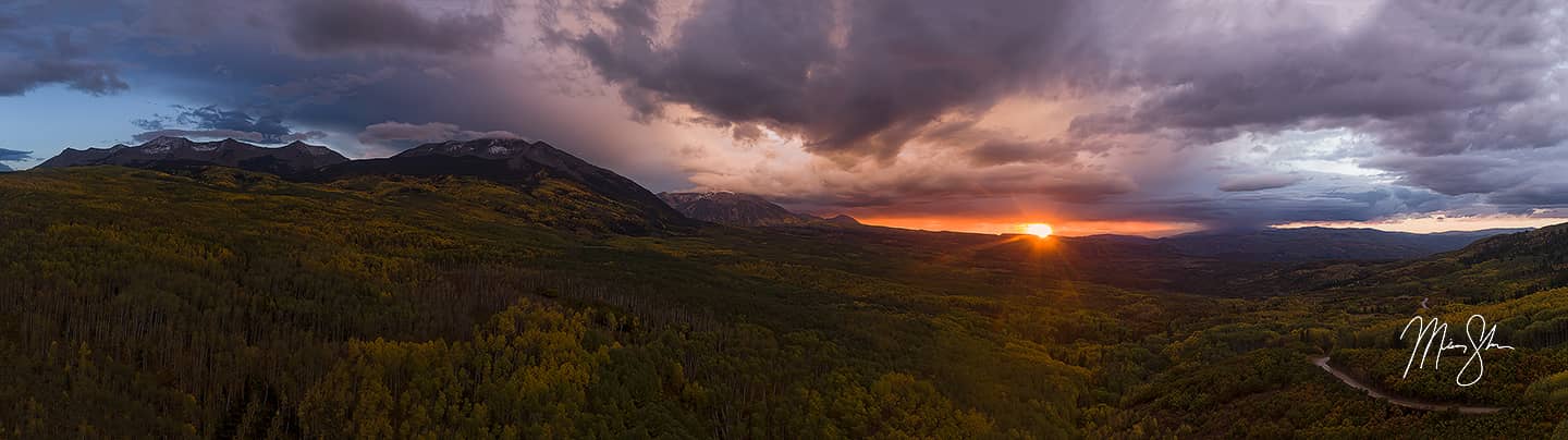 West Beckwith Autumn Aerial Sunset - Kebler Pass, Colorado