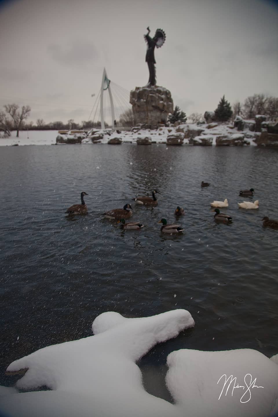 Winter Fun At The Keeper Of The Plains - Keeper of the Plains, Wichita, Kansas