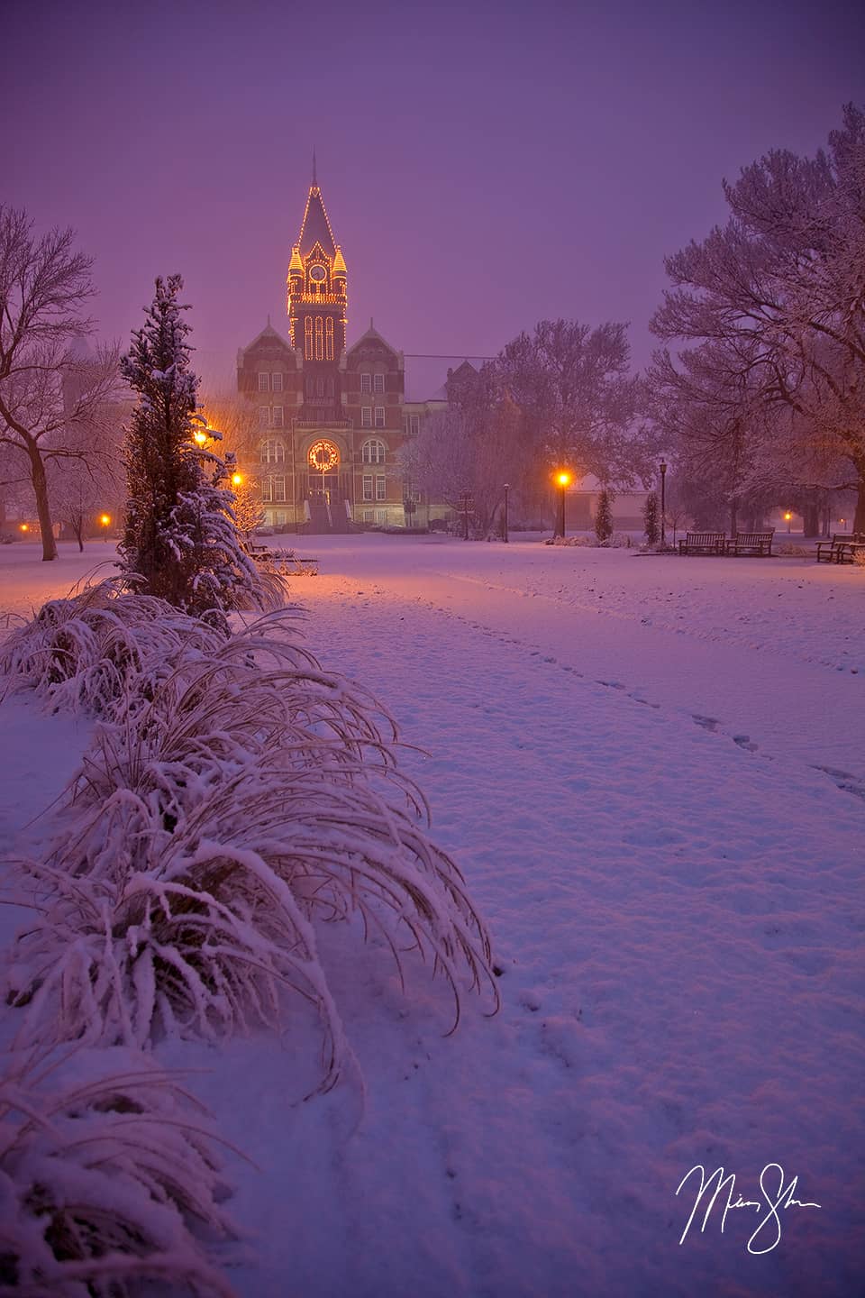 Winter Lights of Friends University Davis Clocktower - Friends University, Wichita, KS