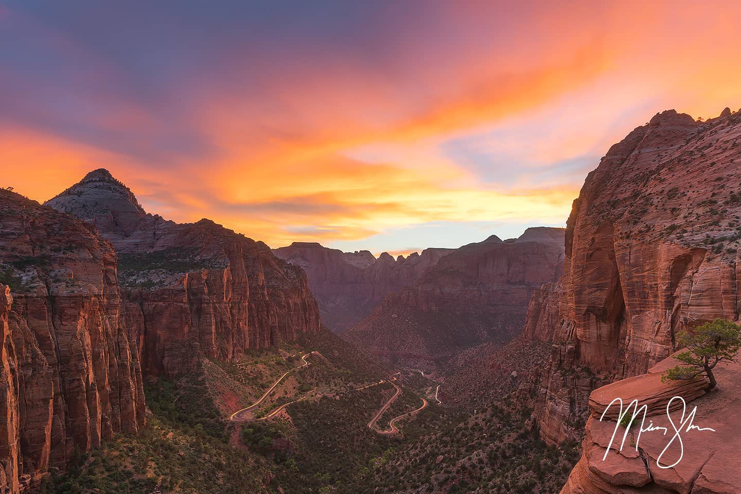 Zion Canyon Overlook Sunset - Zion National Park, Utah