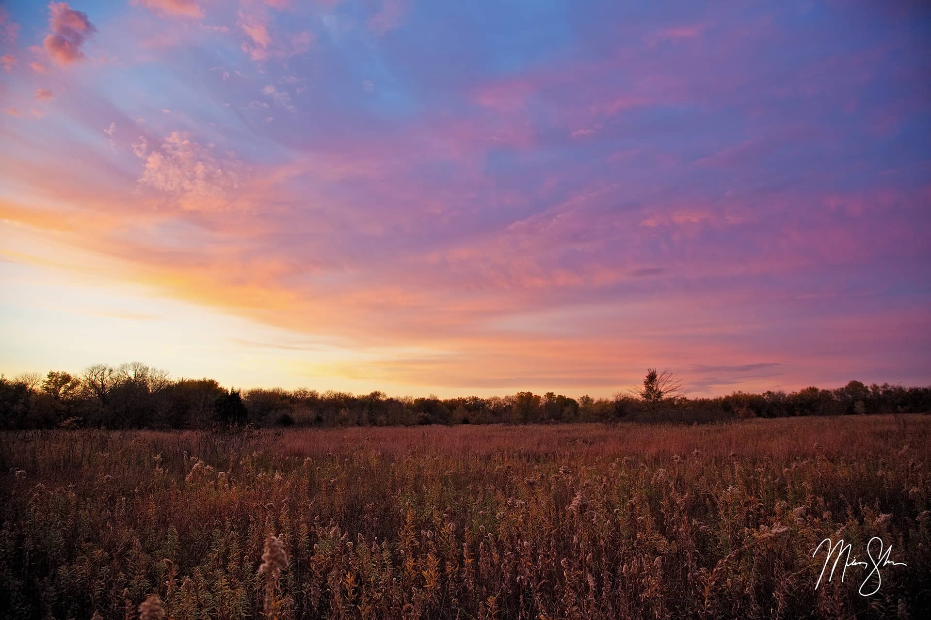 Kansas Autumn Sunset Pawnee Prairie Park, Wichita, Kansas Mickey